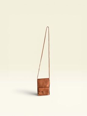 Perry Ellis vintage light brown leather crossbody travel bag